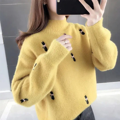 Soft Fluffy Turtleneck Sweater for Women