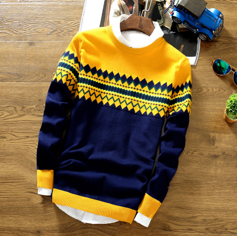 Retro Pullover Kontrast Farben - IdealeKleiden