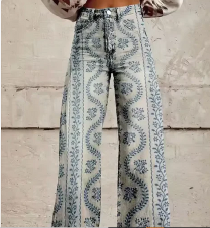 Weite Damen Hose Bunt Gemustert