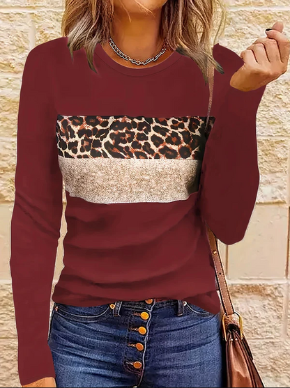 Women's Chic Leopard Print Long Sleeve Shirt