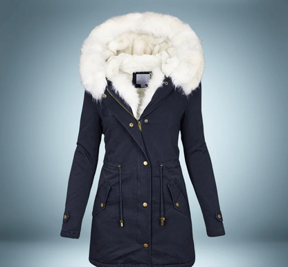 Stylish Women's Black Parka with Fur Trim