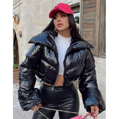Stylish Short Puffer Jacket Quilted Pattern for Women