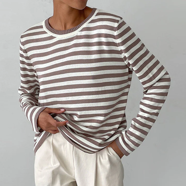 Long-sleeved shirt with stripes in autumn colours