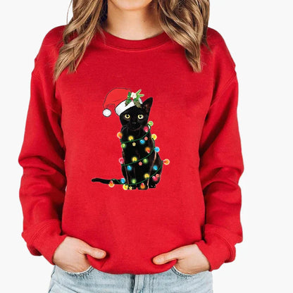 Christmas Sweater Cat String Lights - Funny Cat Jumper Winter