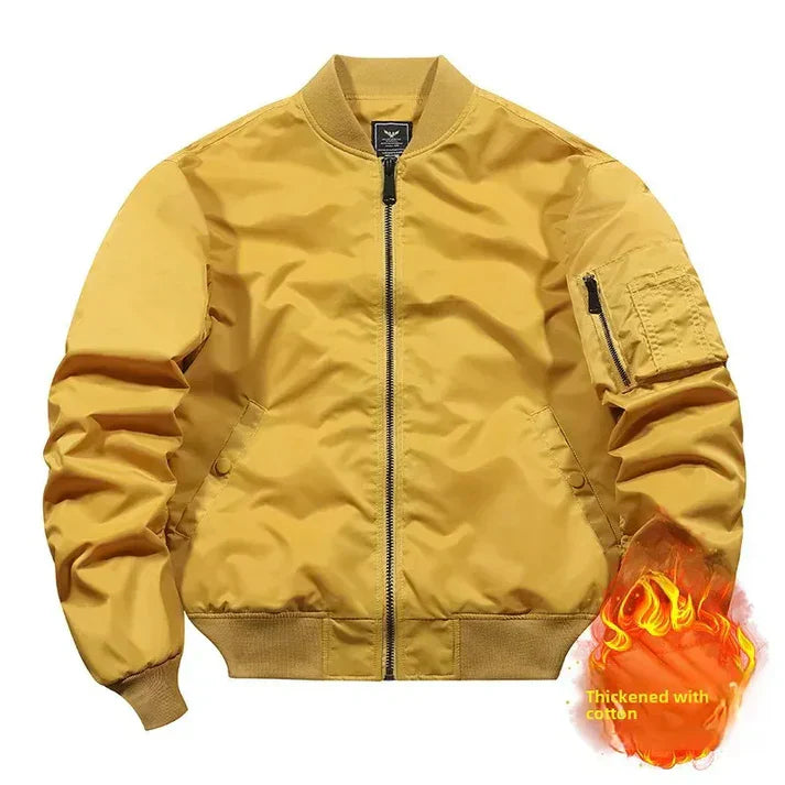 Leather bomber jacket aviator style