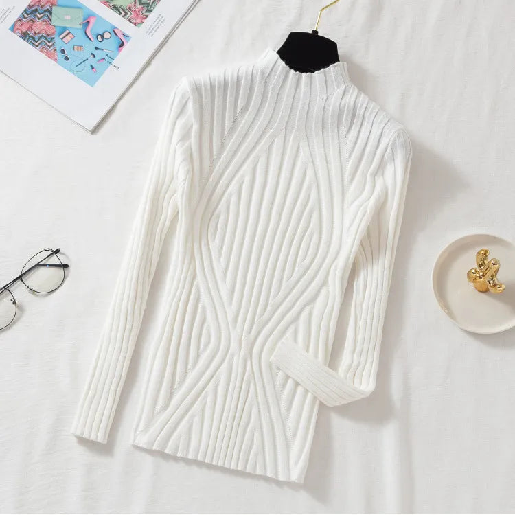 Women's Turtleneck Long-Sleeved Elegant Knitted Sweater