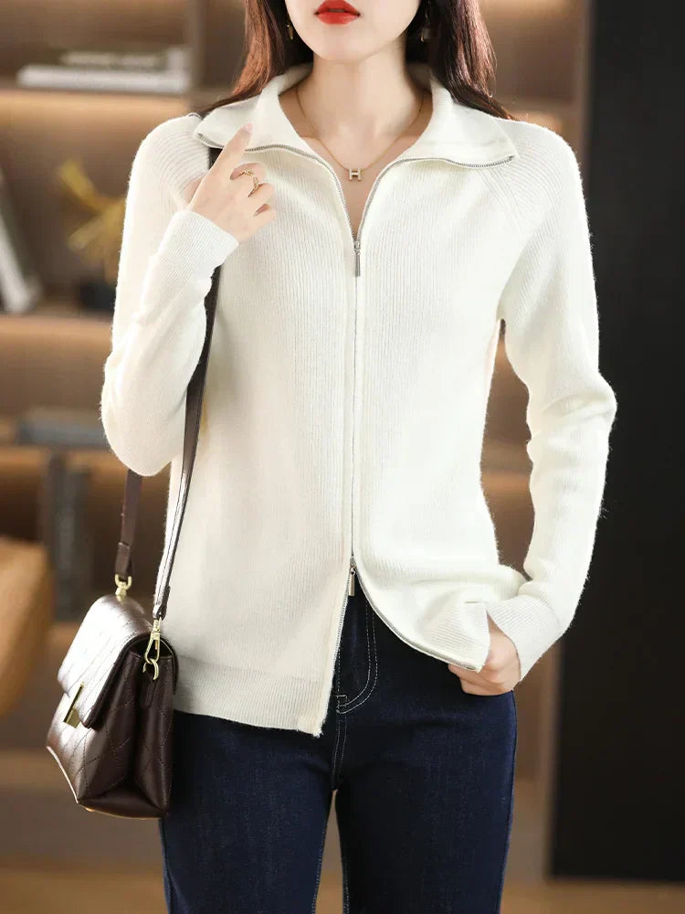 Fashionable Vest Double Zipper Celeste