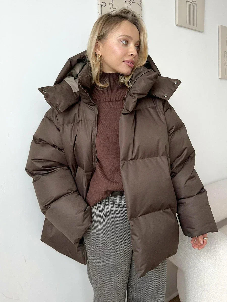 Warme Damen Winterjacke | Steppmantel mit Kapuze & Fleece-Fütterung - IdealeKleiden