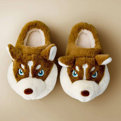 Cute Husky Slippers for Women, Soft