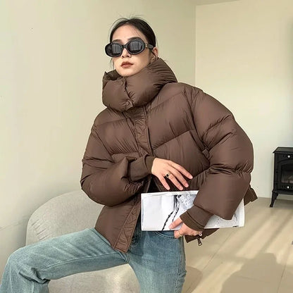Pufferjacke Damen Oversized Warm Isoliert - IdealeKleiden