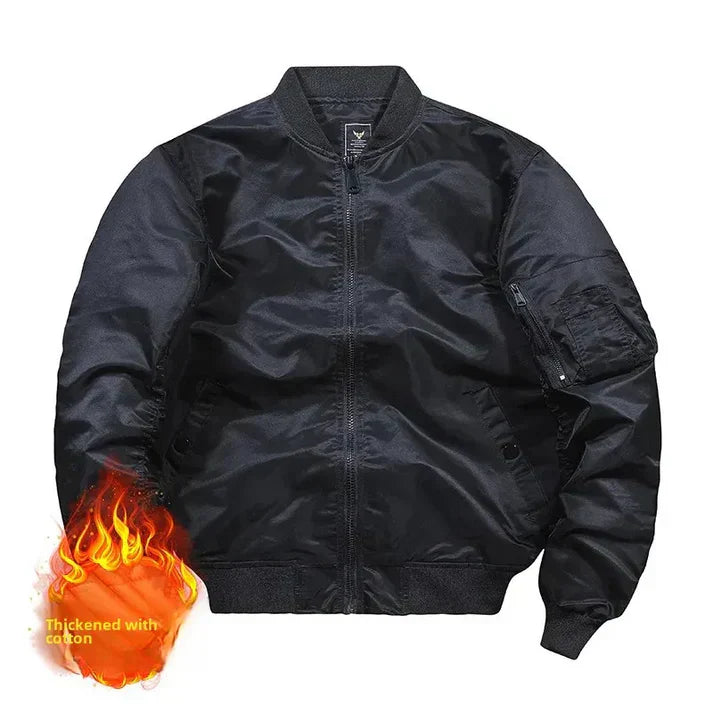Leather bomber jacket aviator style