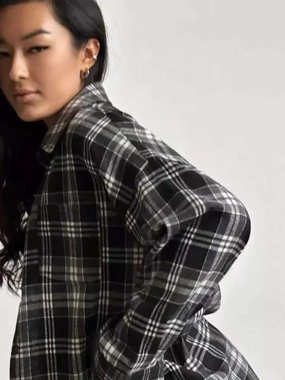 Long-Sleeve Plaid Relaxed Fit Shirt