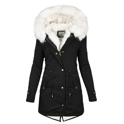 Winter Parka Coat Long Padded Faux Fur Hood
