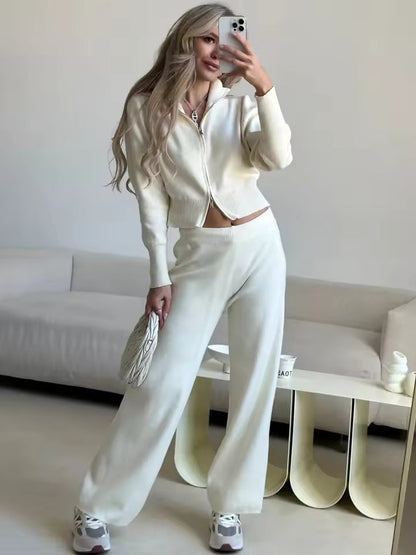 Women's 2-Piece Lounge Set with Zipper Jacket