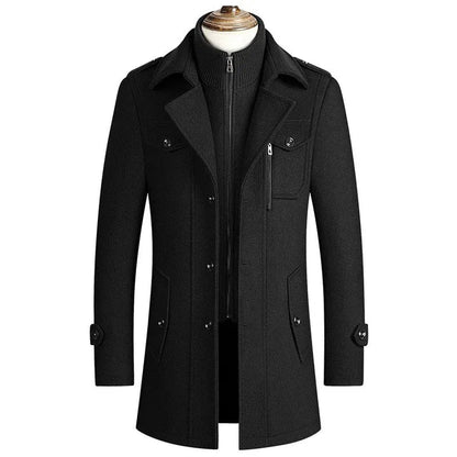 Men's Trench Coat Open Collar Elegant