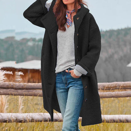 Stylish women's coat elongated cut elegance