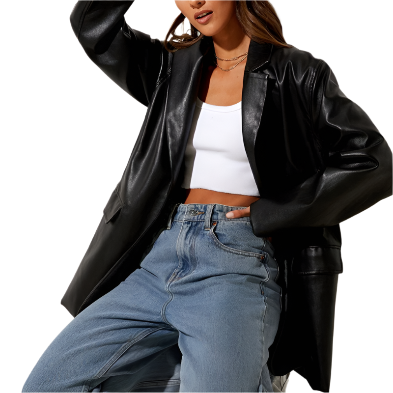 Stylish women's faux leather jacket