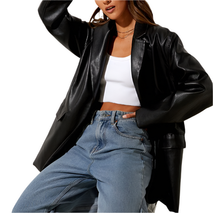 Stylish women's faux leather jacket