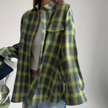 Long-Sleeve Plaid Relaxed Fit Shirt