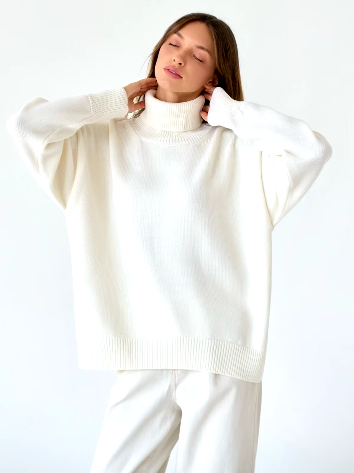 Weicher Oversize Pullover Rollkragen Damen - IdealeKleiden