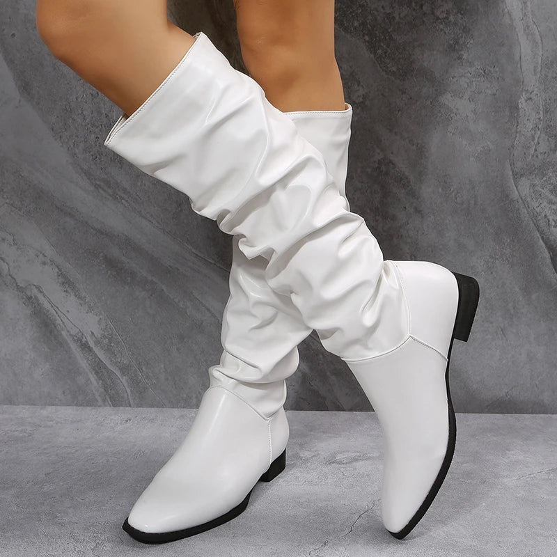 Knee-high boots punk rock leather look