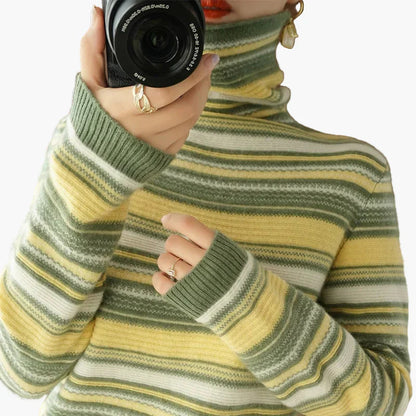 Retro Rollkragenpullover Streifenmuster Winter