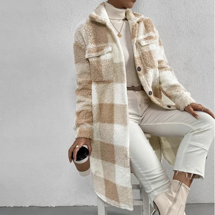Fashionable Plaid Jacket Warm Polar Fleece
