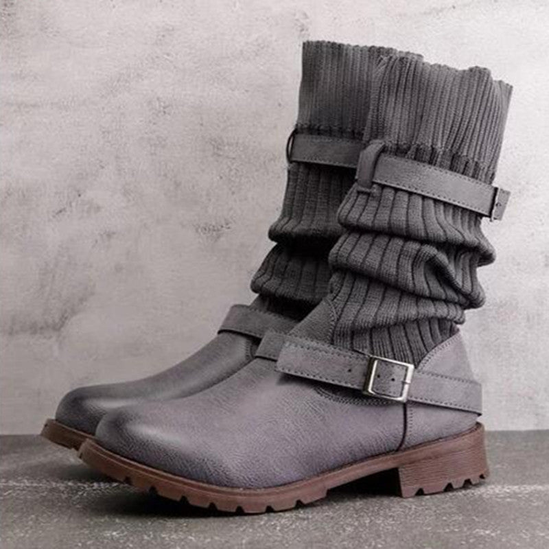 Winter boots wool lining leather look