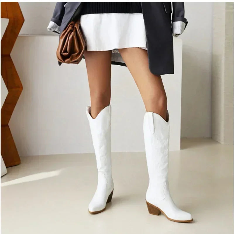Stylish Cowboy Boots Suede Brown Spring