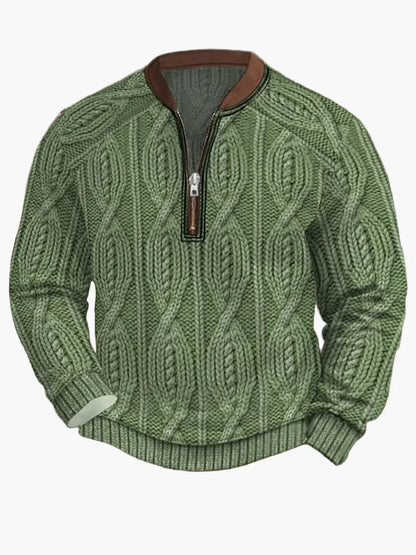 Men's Modern Zip-Up Knit Sweater
