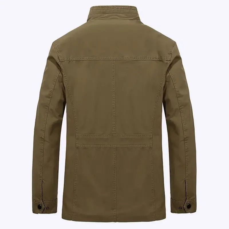 Praktische Outdoorjacke Stehkragen Vielfachtaschen - IdealeKleiden