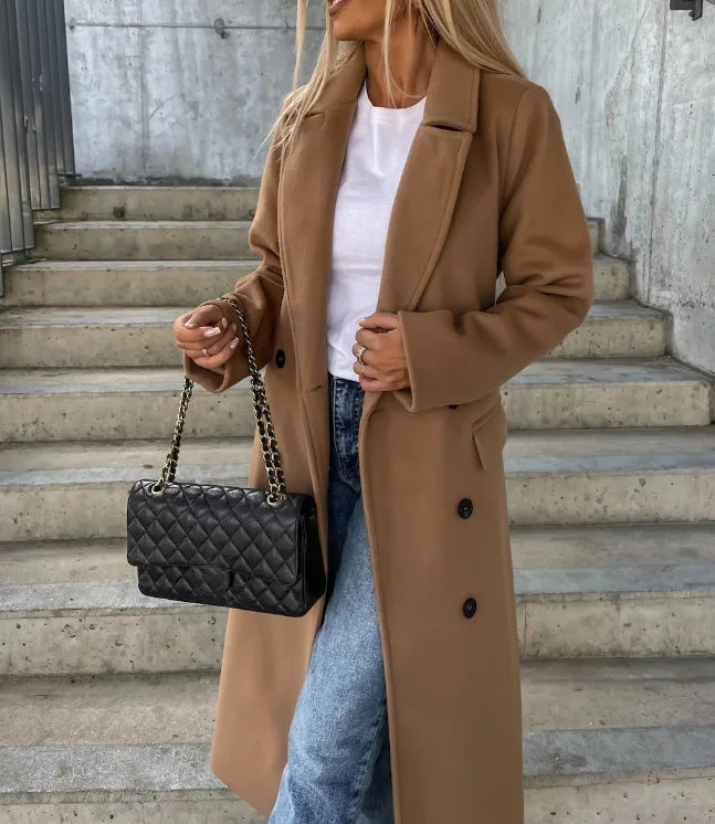 Women's Long Double-Breasted Elegant Winter Coat