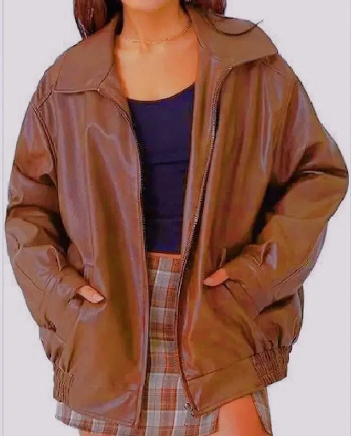 Stylish Oversized Women's Leather Jacket
