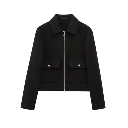 Women's Winter Jacket Zipper Wool Blend