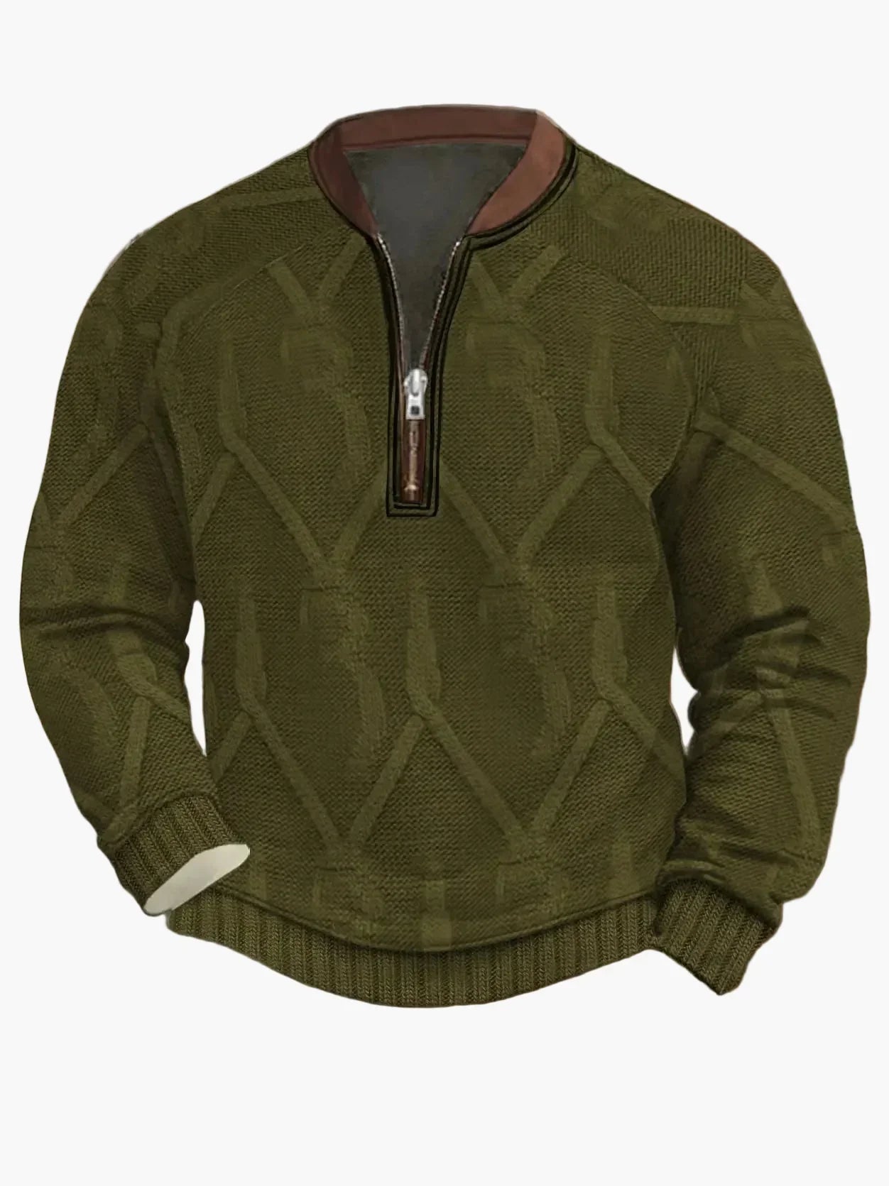 Men's Modern Zip-Up Knit Sweater