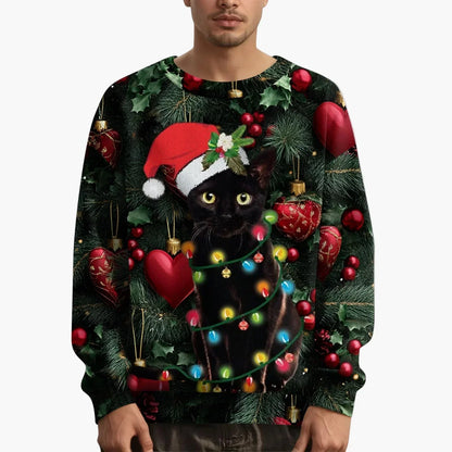 Christmas Sweater Cat Motif Festive