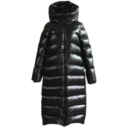 Elegant Women's Long Black Down Jacket