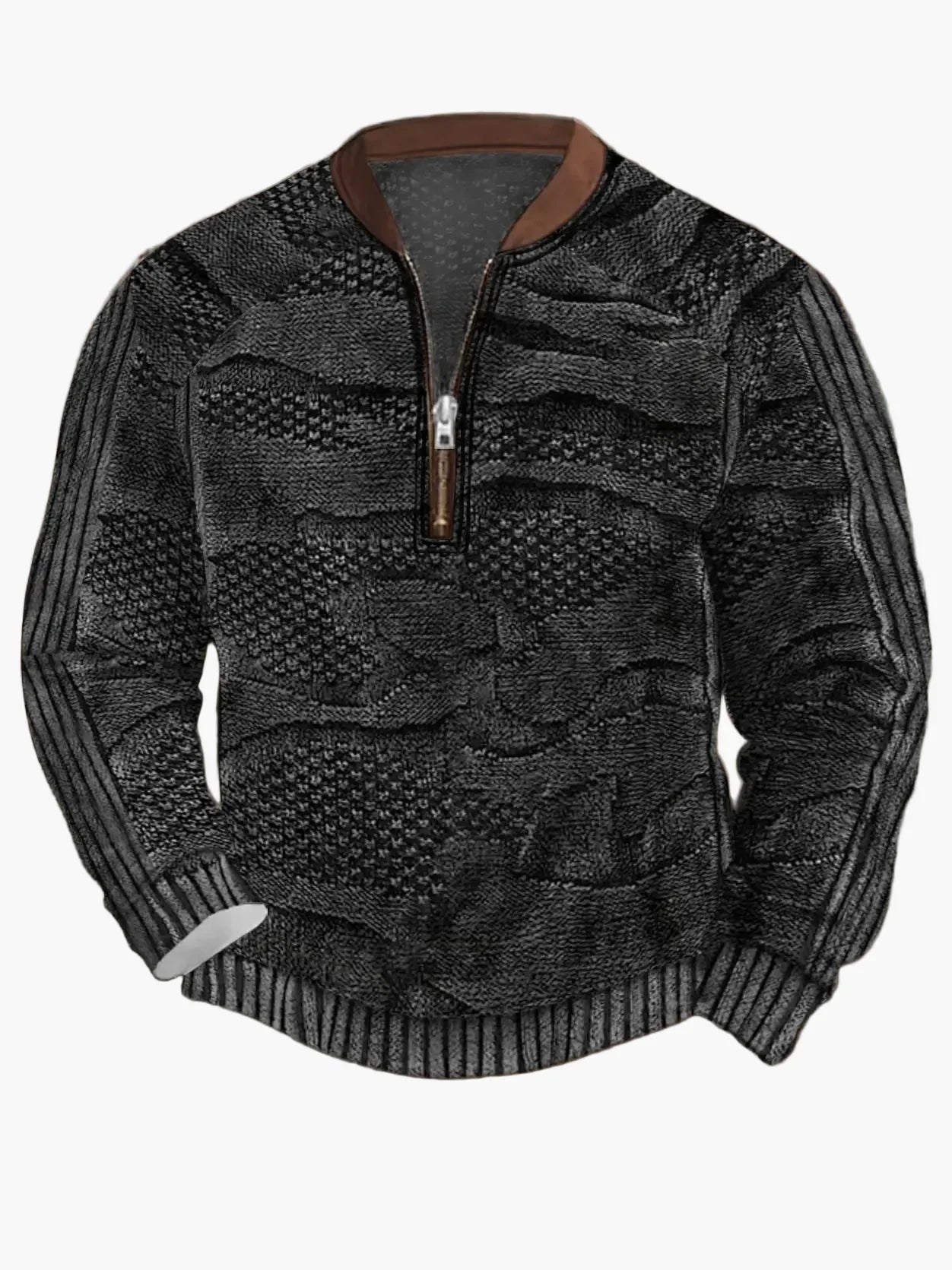 Men's Modern Zip-Up Knit Sweater