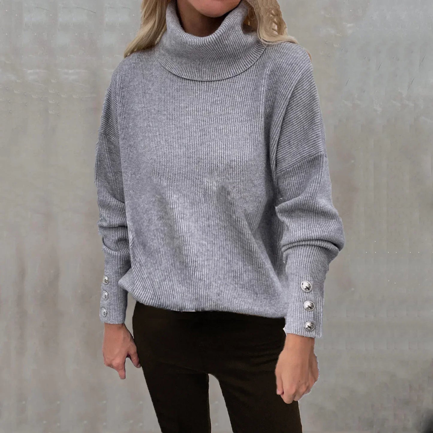 Comfortable high-neck knit sweater