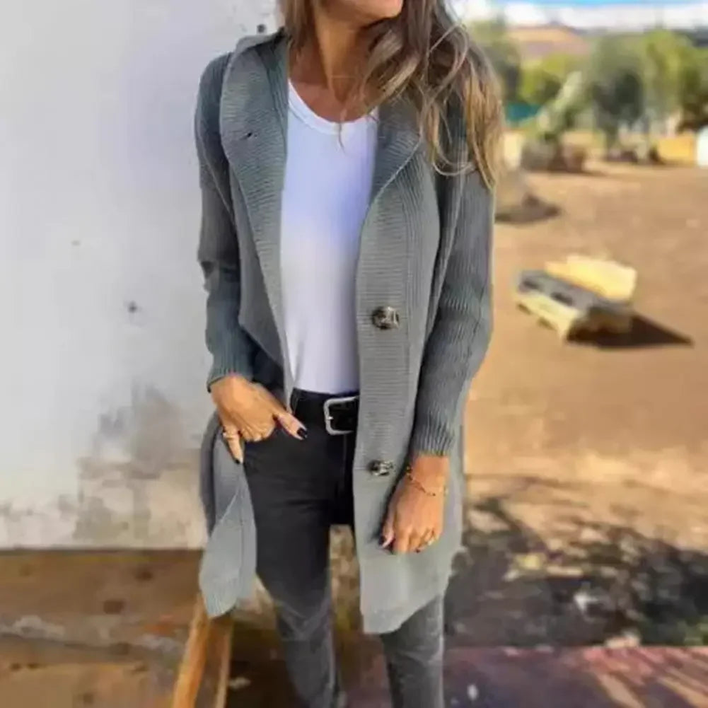 Long Women's Cardigan Modern Button
