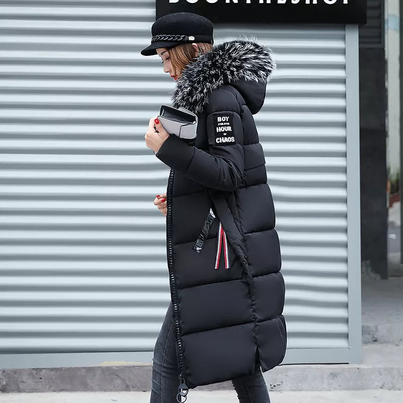 Fridli - Women's Long Winter Coat with Fur Trim