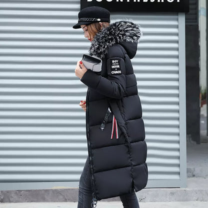 Fridli - Women's Long Winter Coat with Fur Trim