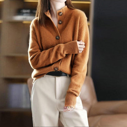 Cardigan Wool Blend Casual Ribbed Cuffs Buttons