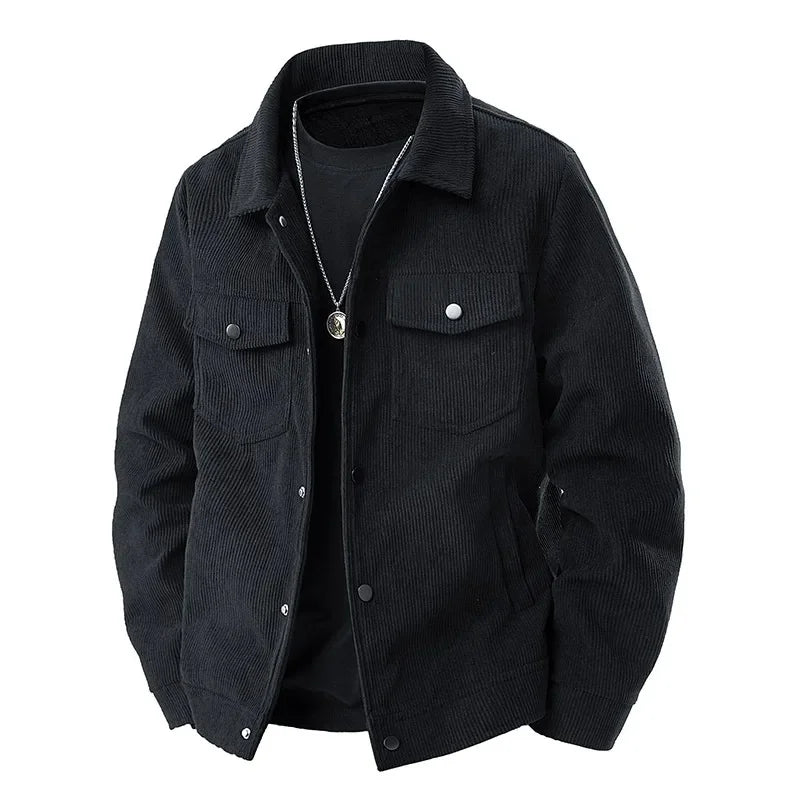 Men's Modern Winter Jacket with Buttons and Chest Pocket
