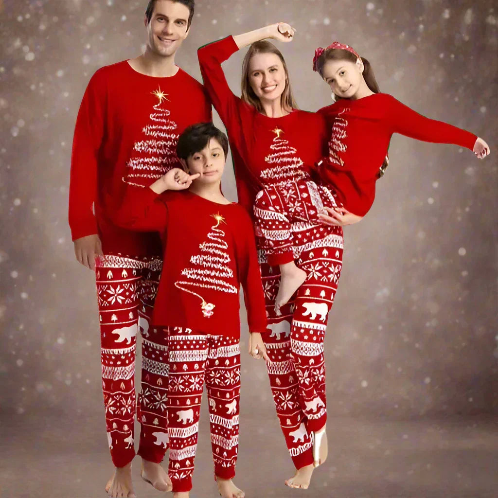 Christmas Pajamas Red Family Suit Festive