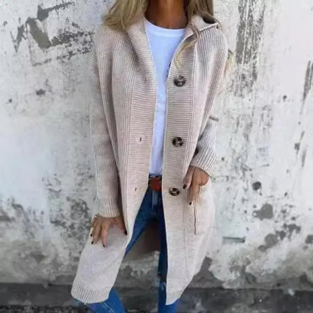 Long Women's Cardigan Modern Button