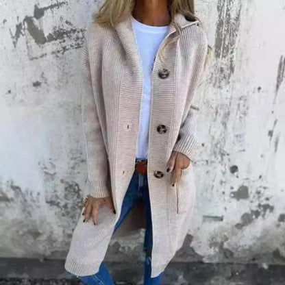 Long Women's Cardigan Modern Button