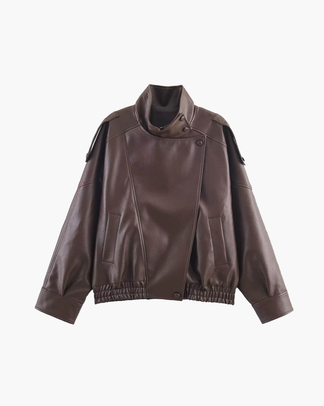 Stylish Leather Jacket Asymmetrical Cut