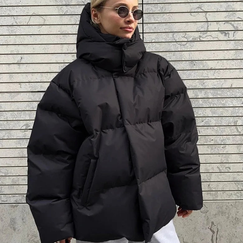 Übergroße Pufferjacke Warm Kapuzen Wintermantel - IdealeKleiden