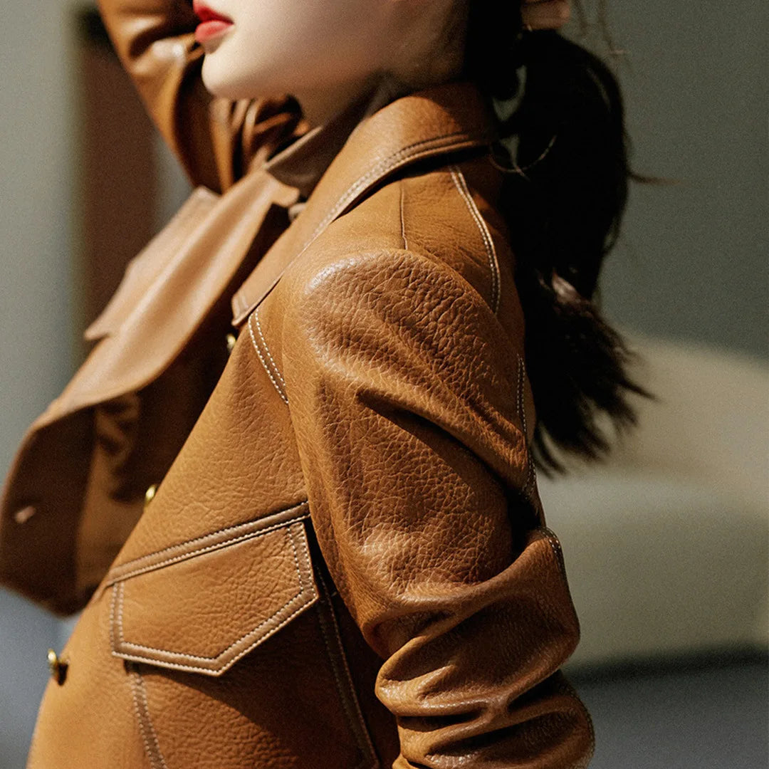 Modische Lederjacke Frauen - IdealeKleiden